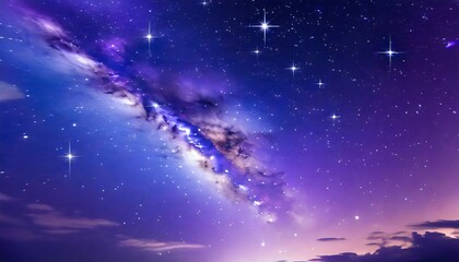 Wall Mural - night starry sky and bright purple blue galaxy vertical background