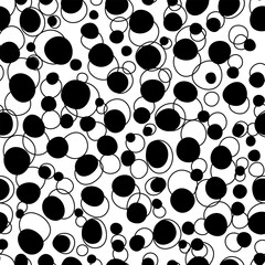 Poster - Black transparent polka dot pattern hand drawn doodle vector backgorund, seamless repeating wallpaper or surface print design