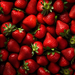 Wall Mural - background from freshly harvested strawberries, directly above.