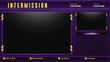 Purple neon Gaming twitch Stream Overlay facecam, Web Camera with chat intermission element design