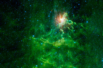 Wall Mural - green space nebula. elements of this image furnished by nasa