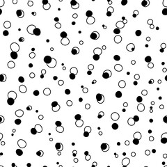 Poster - Cute black and white polka dot pattern transparent isolated seamless repeating background, wallpaper or textile design