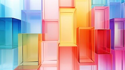 Poster - Background with three-dimensional rainbow crystals conveying sensations of purity, clarity, and naturalness