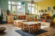Stylish interior of modern playroom in kindergarten
