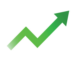 Growing business green arrow on white. Profit arow Vector illustration.Business concept, growing chart. Concept of sales symbol icon with arrow moving up. Economic Arrow With Growing Trend.