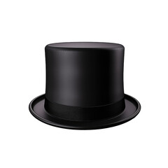 Cylinder black hat isolated on white or transparent background