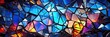 Colorful stained glass window, banner