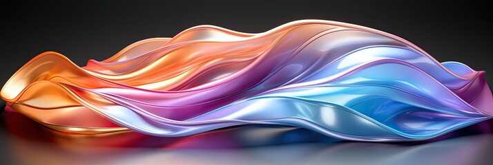 Aufkleber - Holography gradient smooth, flowing fabric-like structures with a harmonious blend of pink, blue, and purple hues, creating a sense of soft movement, banner