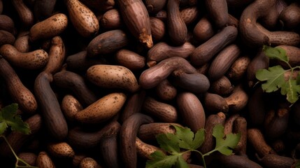 Poster - A pile of beans and nuts with a leaf on top, AI