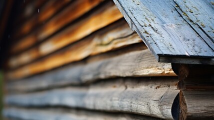 Poster - A close up of a wooden building with an umbrella on top, AI