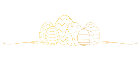 Wall Mural - Easter eggs golden line art style. easter elements	