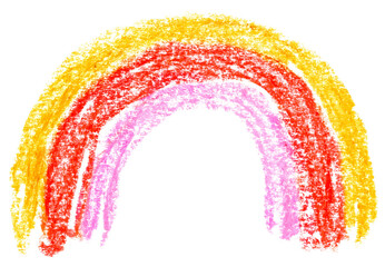 Wall Mural - cute nursery illustration of hand drawn rainbow. no background. crayon drawing-like infantile style 