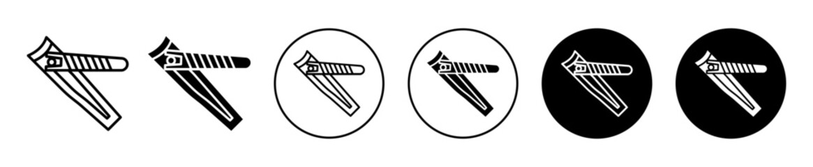 Poster - Clippers icon. hand or foot nail clipper tweezer metal tool cutter vector. Finger manicure pedicure cuticle nail clipper to cut symbol set.  