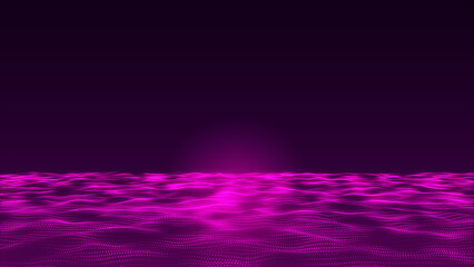 Poster - Abstract Hi-Tech purple dot and particle wave animated background. Futuristic dot-wave background. 3D