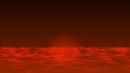 Poster - Abstract Hi-Tech red dot and particle wave animated background video. Futuristic dot-wave animation background. 3D animation 4k video
