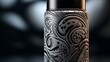 A detailed close-up of a cosmetic bottle mockup, showcasing its intricate patterns and the promise of effective skincare solutions.