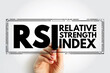 © dizain - RSI Relative Strength Index - technical indicator used in the analysis of financial markets, acronym text concept stamp