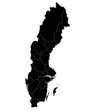 Map of Sweden. Sweden provinces map in black color