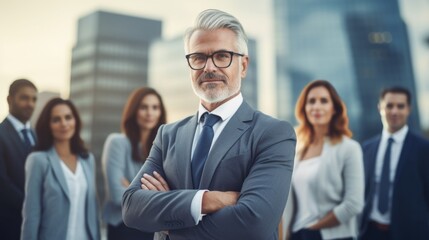 Wall Mural - Leader of company , successful man portrait of a smiling business team