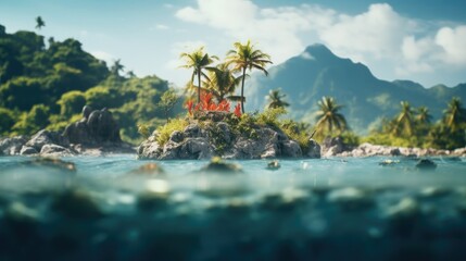 Wall Mural - tropical island with palm trees