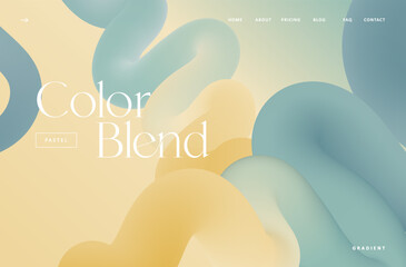 Wall Mural - soft pastel gradient fluid flow shape landing page. cold tones modern color blue and yellow blend ba