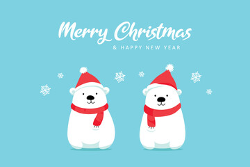 Sticker - cute little christmas icebear vector illustration