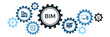 © Karan - BIM banner web icon vector illustration concept for building information modeling with the icon of building, information, modeling, software, design, plan, and computer.