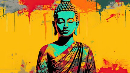 Wall Mural - Popart Buddha art painting