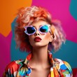 © BrandwayArt - Fashionable female with colorful sunglasses on colorful background