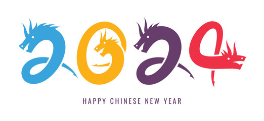 Wall Mural - The Chinese New Year 2024 - the Year of the Dragon. Happy Chinese New Year 2024. Lunar New Year background, banner. Numbers in the shape of a dragon.