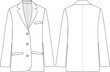 buttoned welt pocket blazer woman jacket template technical drawing flat sketch cad mockup fashion design style model