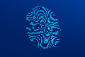Fototapete - Security access, cyber technology. Fingerprint scan on deep blue background
