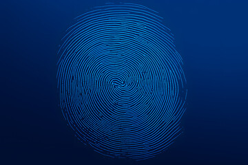 Fototapete - Security access, cyber technology. Fingerprint scan on deep blue background