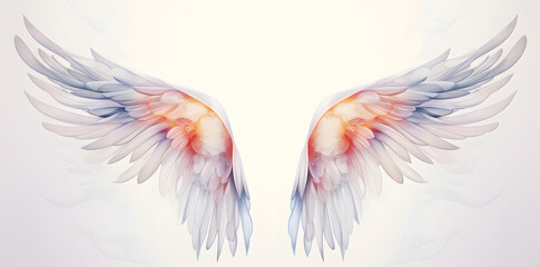 Sticker - Beautiful magic watercolor angel wings isolated on white background