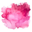 Abstract pink watercolor background. Watercolor pink color splash in a shape of a cloud. Pink blot spray, splatter isolated on white. Valentine’s Day romance, love graphic resource element by Vita