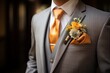 © Henryzoom - Groom in a fashionable modern suit with a boutonniere close-up