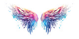 Fototapeta Motyle - Beautiful magic watercolor angel wings isolated on transparent background
