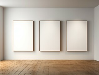 Poster mockup, poster in the room, frame on the wall, blank billboard in the room, empty frames on a wall