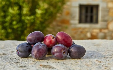 Sticker - plums on the table