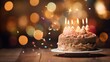 a birthday cake aglow with candles, casting a warm light on celebratory surroundings