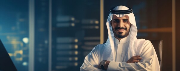 Arabic Man Human Resources Manager Job Profession Handsome Background Generative AI