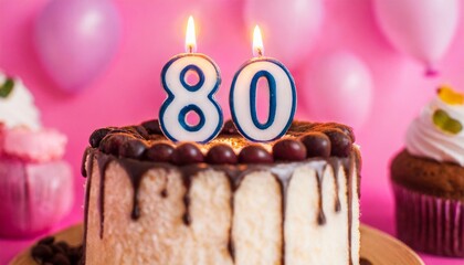 Wall Mural - Number 80 Birthday cake. Eighty number Birthday cake..	