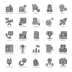 Poster - Marketing Agency icon pack for your website design, logo, app, and user interface. Marketing Agency icon glyph design. Vector graphics illustration and editable stroke.