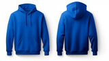 Fototapeta  - Front and back view of a royal blue hoodie with no print.