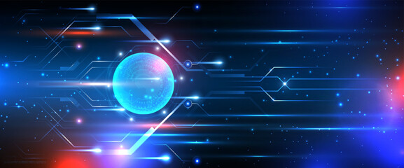 Fototapete - Abstract circuit technology cyberspace vector background Hi-tech communication concept futuristic digital innovation background.Data transfer background.Sci-fi. Technology Global Network. Vector EPS10