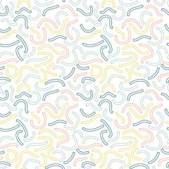 Poster - Colored geometric seamless pattern. Outline curved lines
