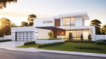 House Design Concept, House Concept, Villa, Elegant House Exterior In White.
