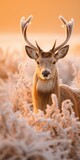Fototapeta Zwierzęta - A deer with antlers in the morning. Generative AI.