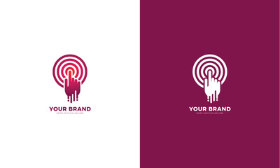 Fingerprint technology logo, finger touch. Graphic design vector