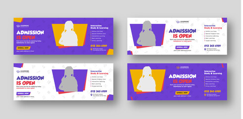 Wall Mural - school admission social media facebook cover set, education web banner template bundle